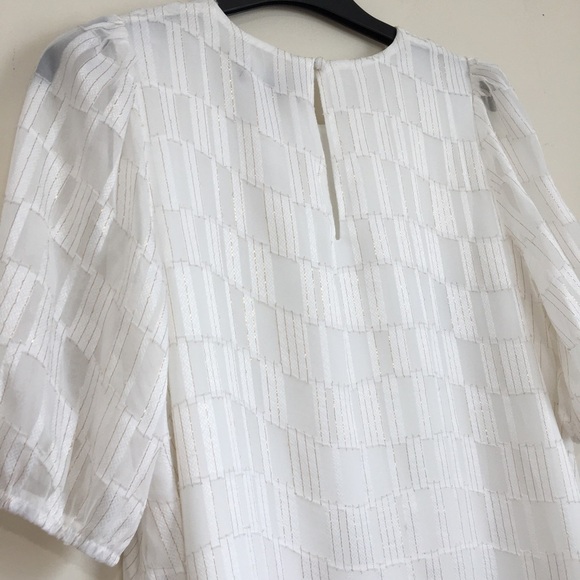 Lulus Check Up On It White and Gold Short Sleeve Mini Shift Dress - Picture 16 of 16